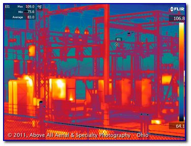 infrared image of an electrical substation