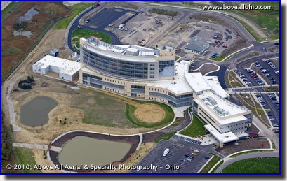 Aerial photograph of University Hospital's new facility - Ahuja Medical Center - in Beachwood, Ohio