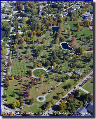 Aerial photograph of the Spring Grove Cemetery, in Medina, Ohio