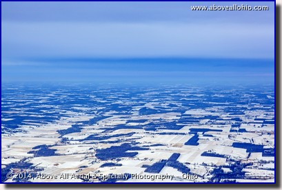 An aerial view of an approaching winter storm front at the end of January, 2014. Near Mansfield, Ohio.