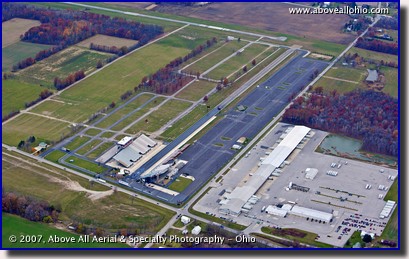 A late fall aerial view of the Summit Motorsports Park in Norwalk, OH.