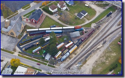 Aerial photo - Madriver and NKP train museum in Bellevue, OH