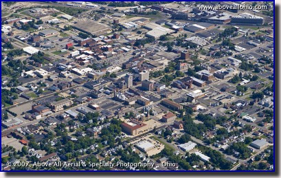Aerial photograph of downtown Mansfield, Ohio