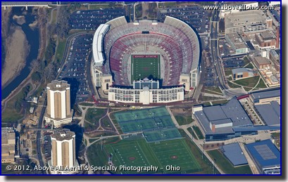 Aerial view of an empty Ohio Stadium after the Buckeyes went 12-0 in 2012; Columbus, OH