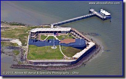 An aerial view of Fort Sumter in Charleston, South Carolina; site of the first shots of the Civil War