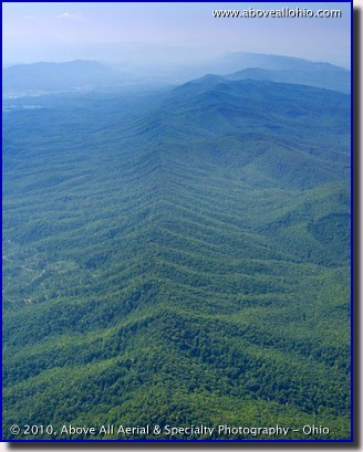 An aerial view of an Appalachian Mountain ridge in northeastern TN
