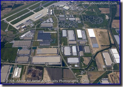 Aerial photo of an industrial park near Rickenbacker Air Force base in Columbus