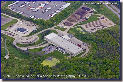 An oblique aerial photo of the Medina County Recycling Center's Central Processing Facility near Seville, Ohio.