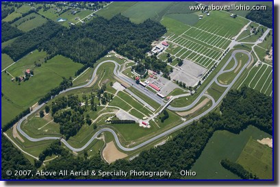 Aerial photograph of the Mid-Ohio Sports Car Course in Lexington, Ohio