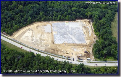 Aerial view of construction progress at one of two new Medina elementary schools