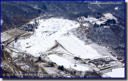 Aerial photo of Brandywine ski resort in Cuyahoga Valley National Park near Cleveland, OH
