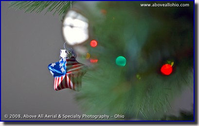 Patriotic Christmas tree star ornament