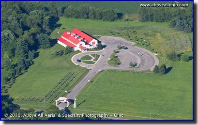 Aerial photograph of the J.M. Smucker Company Store and Cafe in Orrville, OH