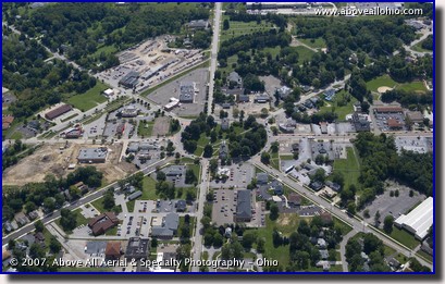 Aerial photograph of downtown Tallmadge, Ohio
