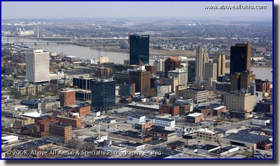 Aerial view of the downtown Toledo, Ohio, skyline