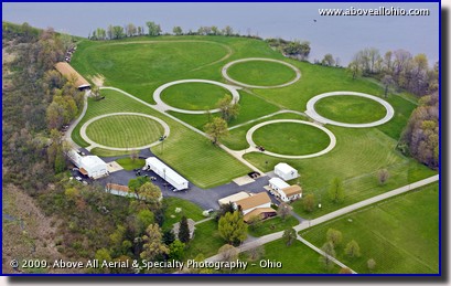 Aerial photo of a tractor tire testing facility in Ohio