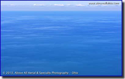 An aerial view of water as far as we could see - Lake Erie, near Cleveland, OH.