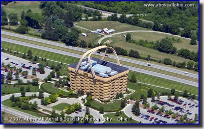 Aerial photo of the Longaberger Basket Company in Newark, Ohio